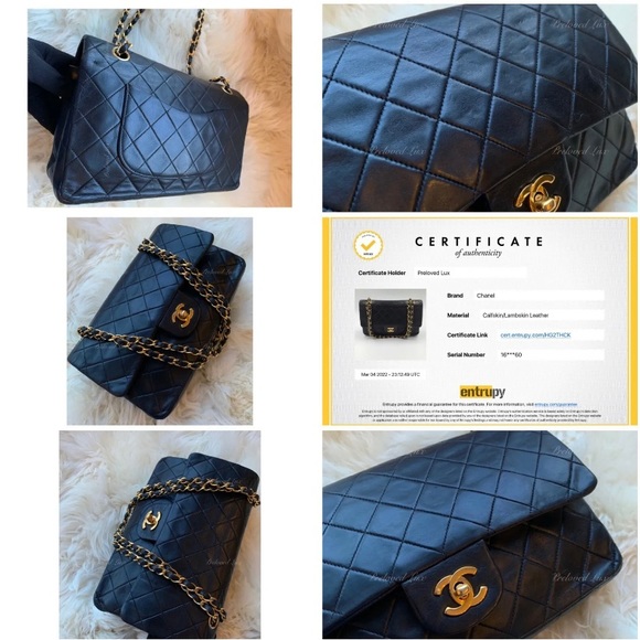 Authentic CHANEL Lambskin Double Chain Double Medium Flap Bag black/gold - Picture 12 of 13